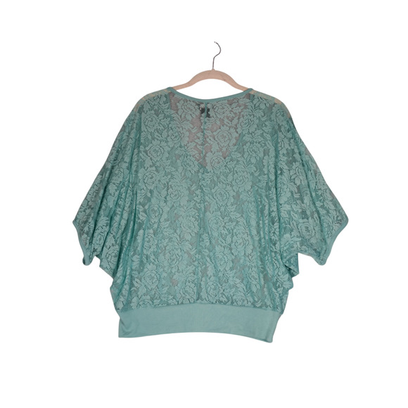 Wet Seal Sheer Blouse Womens Large Green Dolman Sleeves Lightweight Beachy - Picture 9 of 11